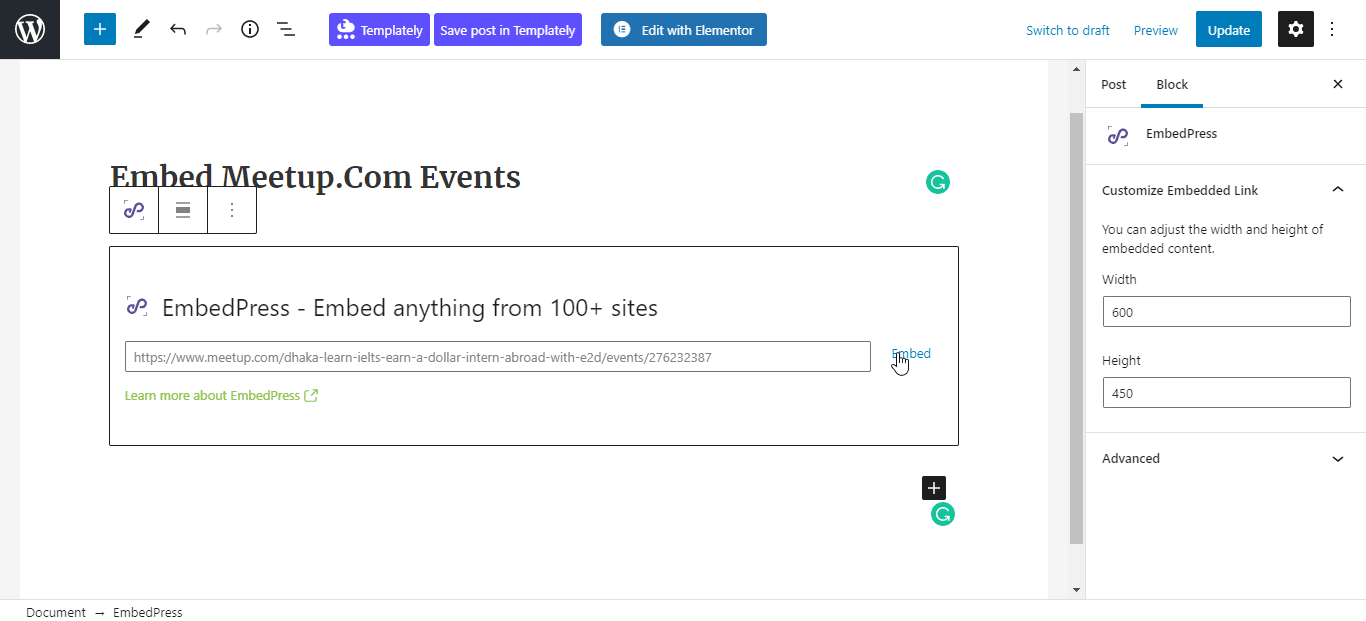 How to Embed MeetUp Groups & Events in WordPress 5 embed meetup event
